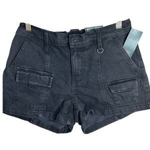 Wild Fable Womens XS Mid-Rise Utility Shorts Black Wash Cargo 3in Inseam
